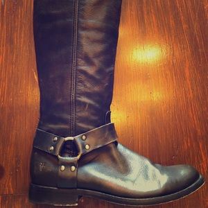Frye Phillip Harness Tall Boots 8.5 Wide Calf